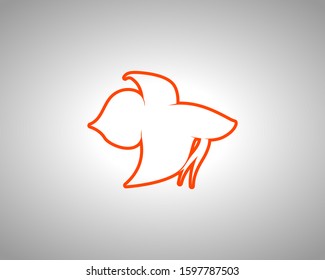 Betta Silhouette on White Background. Isolated Vector Animal Template for Logo Company, Icon, Symbol etc