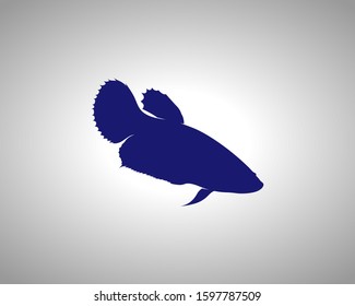 Betta Silhouette on White Background. Isolated Vector Animal Template for Logo Company, Icon, Symbol etc