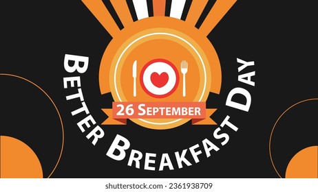 Better Breakfast Day vector banner design with geometric shapes and vibrant colors on a horizontal background. Happy Better Breakfast Day modern minimal poster.