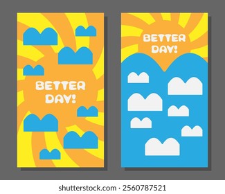 Better day flat sunny cartoon vertical backgrounds