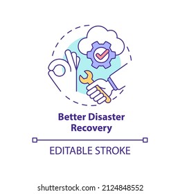 Better disaster recovery concept icon. Repairing service. UCaaS advantages abstract idea thin line illustration. Isolated outline drawing. Editable stroke. Arial, Myriad Pro-Bold fonts used