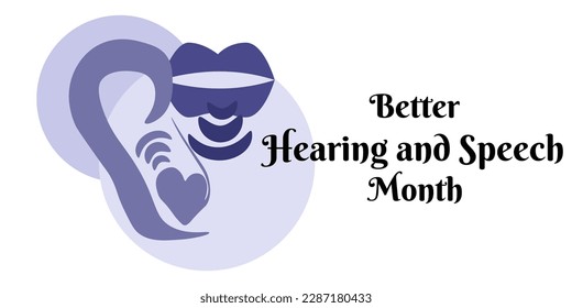 Better Hearing and Speech Month, horizontaler Banner auf einem sozial wichtigen Thema, Vektorgrafik