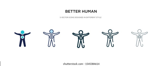 better human icon in different style vector illustration. two colored and black better human vector icons designed in filled, outline, line and stroke style can be used for web, mobile, ui