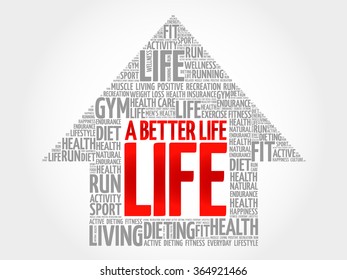A Better Life arrow word cloud, health concept