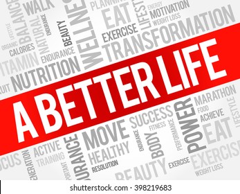 A Better Life word cloud background, health concept