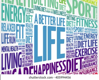 A Better Life word cloud background, health concept
