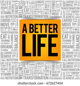 A Better Life word cloud background, health concept