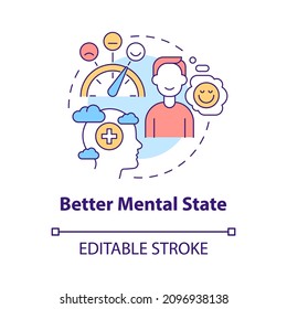 Better mental state concept icon. Keep mind clear for wellbeing abstract idea thin line illustration. Isolated outline drawing. Editable stroke. Roboto-Medium, Myriad Pro-Bold fonts used