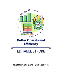 Better operational efficiency concept icon. Big data processing benefit abstract idea thin line illustration. Analytics. Isolated outline drawing. Editable stroke. Arial, Myriad Pro-Bold fonts used
