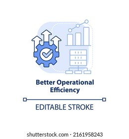 Better Operational Efficiency Light Blue Concept Icon. Big Data Processing Benefit Abstract Idea Thin Line Illustration. Isolated Outline Drawing. Editable Stroke. Arial, Myriad Pro-Bold Fonts Used