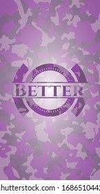 Better pink camo emblem. Vector Illustration. Detailed.