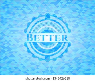 Better realistic light blue emblem. Mosaic background