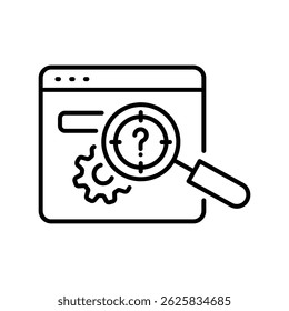 Better search engine black line icon for digital and print projects.  Minimal clean icons for apps and websites. Modern simple icons for UI UX and branding