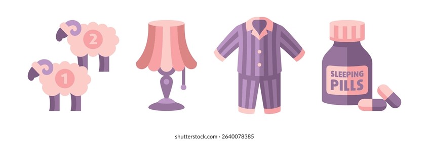 Better Sleep Item and Bedtime Elements Vector Set