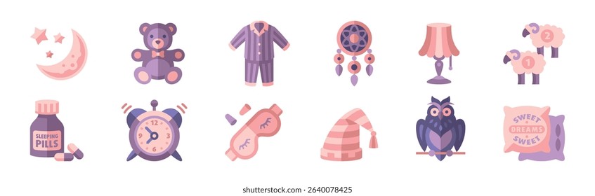 Better Sleep Item and Bedtime Elements Vector Set