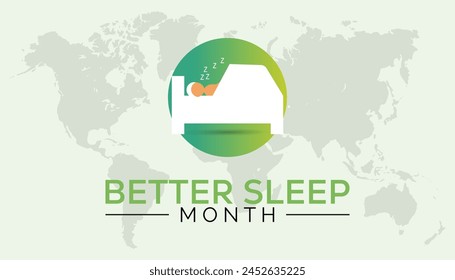 Better Sleep Month observed every year in May. Template for background, banner, card, poster with text inscription.