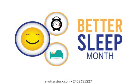 Better Sleep Month observed every year in May. Template for background, banner, card, poster with text inscription.