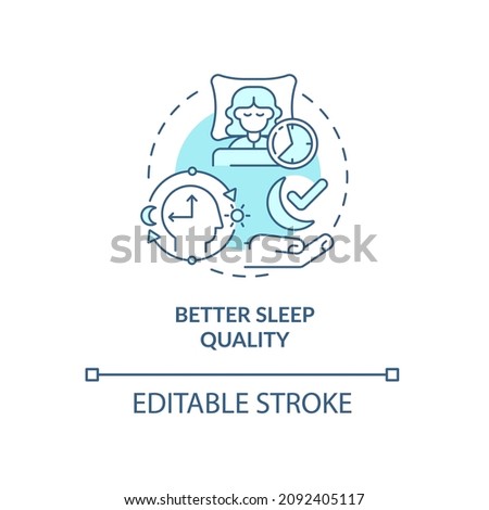Better sleep quality turquoise concept icon. Getting up and going to bed abstract idea thin line illustration. Isolated outline drawing. Editable stroke. Roboto-Medium, Myriad Pro-Bold fonts used