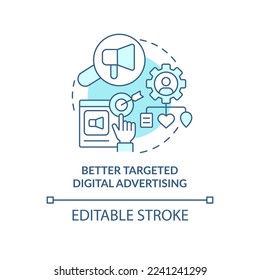 Better targeted digital advertising blue concept icon. Market segmentation benefit abstract idea thin line illustration. Isolated outline drawing. Editable stroke. Arial, Myriad Pro-Bold fonts used
