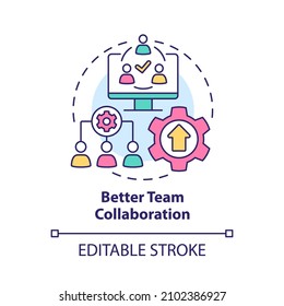 Better team collaboration concept icon. Improving workers efficiency abstract idea thin line illustration. Isolated outline drawing. Editable stroke. Roboto-Medium, Myriad Pro-Bold fonts used