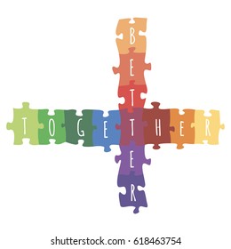 Better together logotype design made of puzzle vector colorful illustration