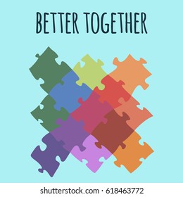 Better together logotype design made of puzzle vector colorful illustration