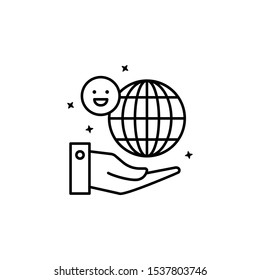 Better world smile hand. Simple line, outline vector of motivation icons for ui and ux, website or mobile application