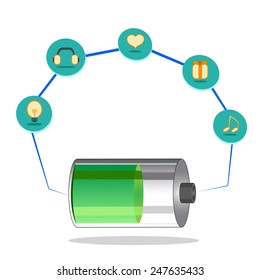 Bettery and icons  in vector