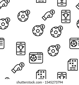 Betting Football Game Vector Seamless Pattern Thin Line Illustration
