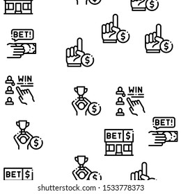 Betting And Gambling Seamless Pattern Vector Thin Line. Illustrations