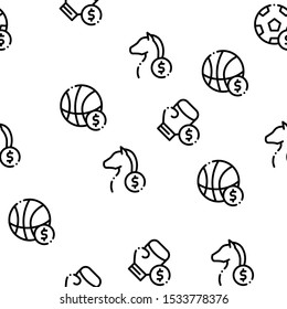 Betting And Gambling Seamless Pattern Vector Thin Line. Illustrations