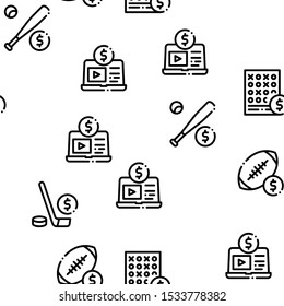 Betting And Gambling Seamless Pattern Vector Thin Line. Illustrations