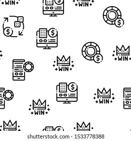 Betting And Gambling Seamless Pattern Vector Thin Line. Illustrations