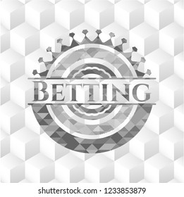Betting grey emblem with cube white background