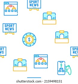Betting On Gambling Vector Seamless Pattern Color Line Illustration