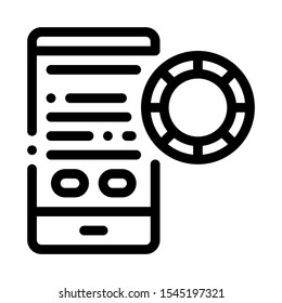 Betting Phone Gambling Icon Vector Thin Line. Contour Illustration