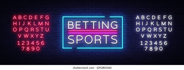 Betting Sports vector. Betting neon sign. Bright night signboard on gambling, betting. Light banner, design element. Editing text neon sign