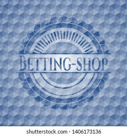 Betting-shop blue badge with geometric pattern. Vector Illustration. Detailed.