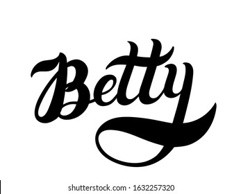 Betty. Woman's name. Hand drawn lettering. Vector illustration. Best for Birthday banner