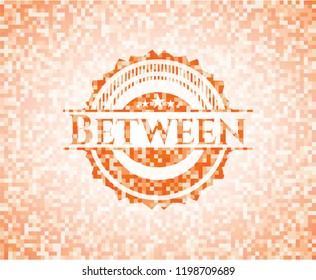 Between abstract orange mosaic emblem
