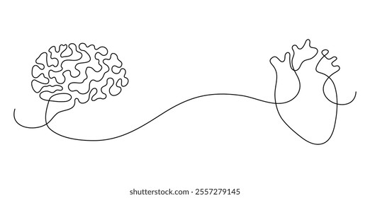 Сonnection between human brain and heart. Relationship between mind and feelings.