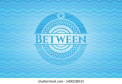 Between light blue water wave badge. Vector Illustration. Detailed.