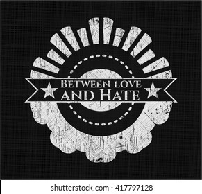 Zwischen Love und Hate Kreide Emblem, Retro-Stil, Kreide oder Chalkboard-Struktur