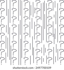 Between the vertical lines there are rows of question marks.