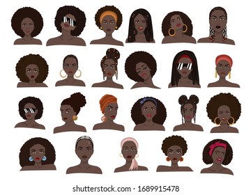 Beuatiful afrowoman with hairstyle variations