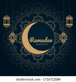 Beuatiful Decorative Ramadan Kareem Background with Arabic Lanterns