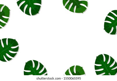 Beuatiful frame with palm leaves. Advertisement template. Vector illustration
