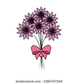 beutiful flowers bouquet with bowtie