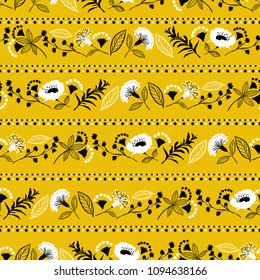 Beutiful gentle Liberty flower in stripe line seamless pattern ,elegant gentle trendy . Floral meadow background for textile, fabric, covers, wallpapers, print, gift wrap and scrapbook on yellow