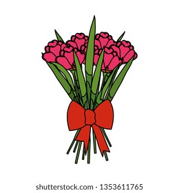 beutiful roses bouquet with bowtie